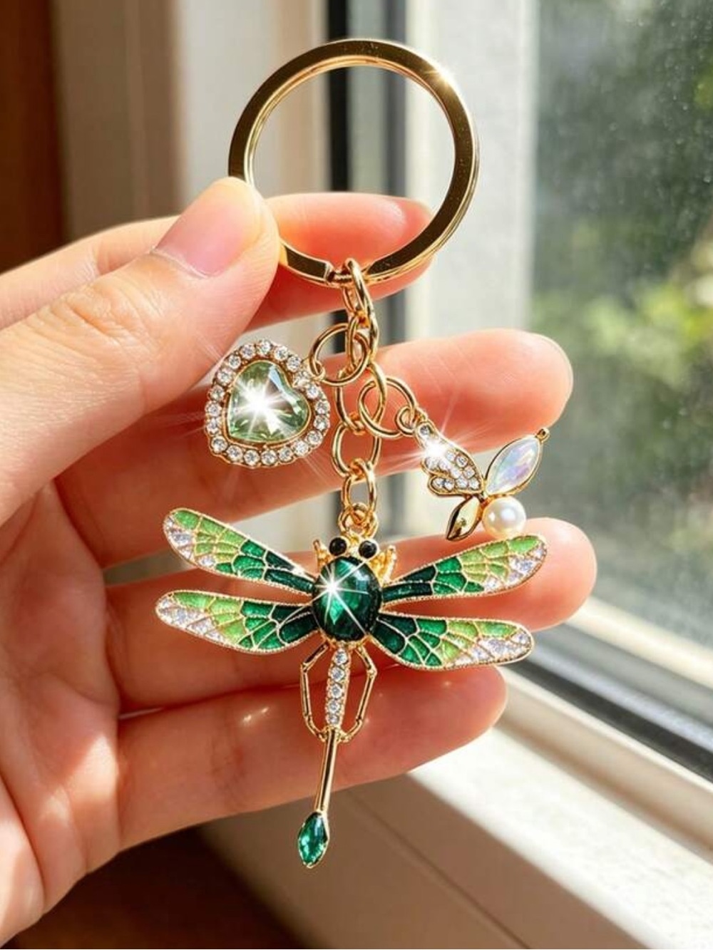 2/$30 STUNNING GREEN DRAGONFLY KEYCHAIN